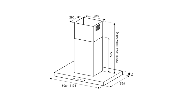 90 cm hotte pour îlot