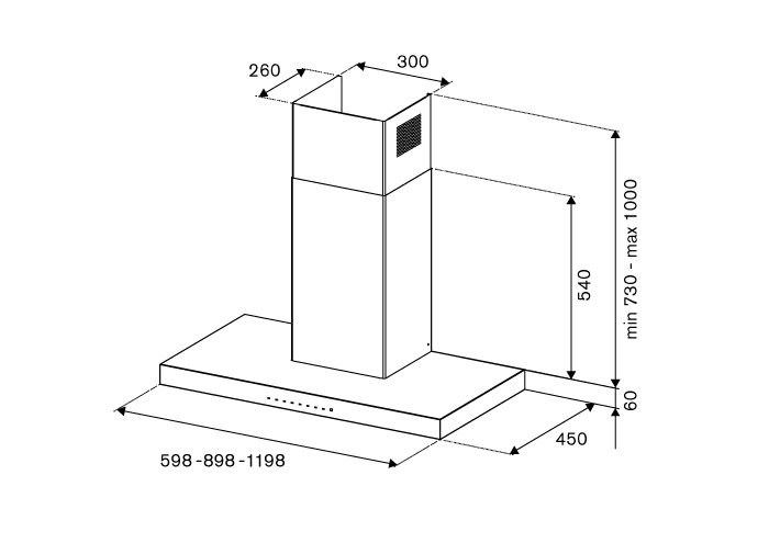 120 cm hotte murale