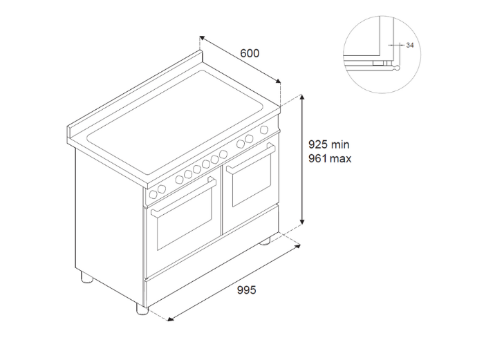 100 cm induction, double four électrique