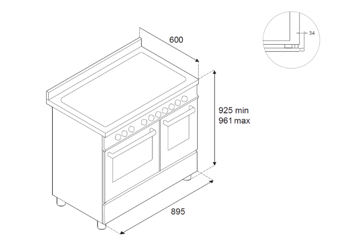 90 cm induction, double four électrique