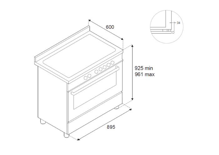 90cm induction, four électrique